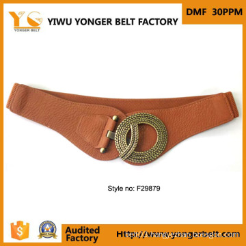 Fashion Metal Buckle Simple Sweet Women Orange Elastic Belt